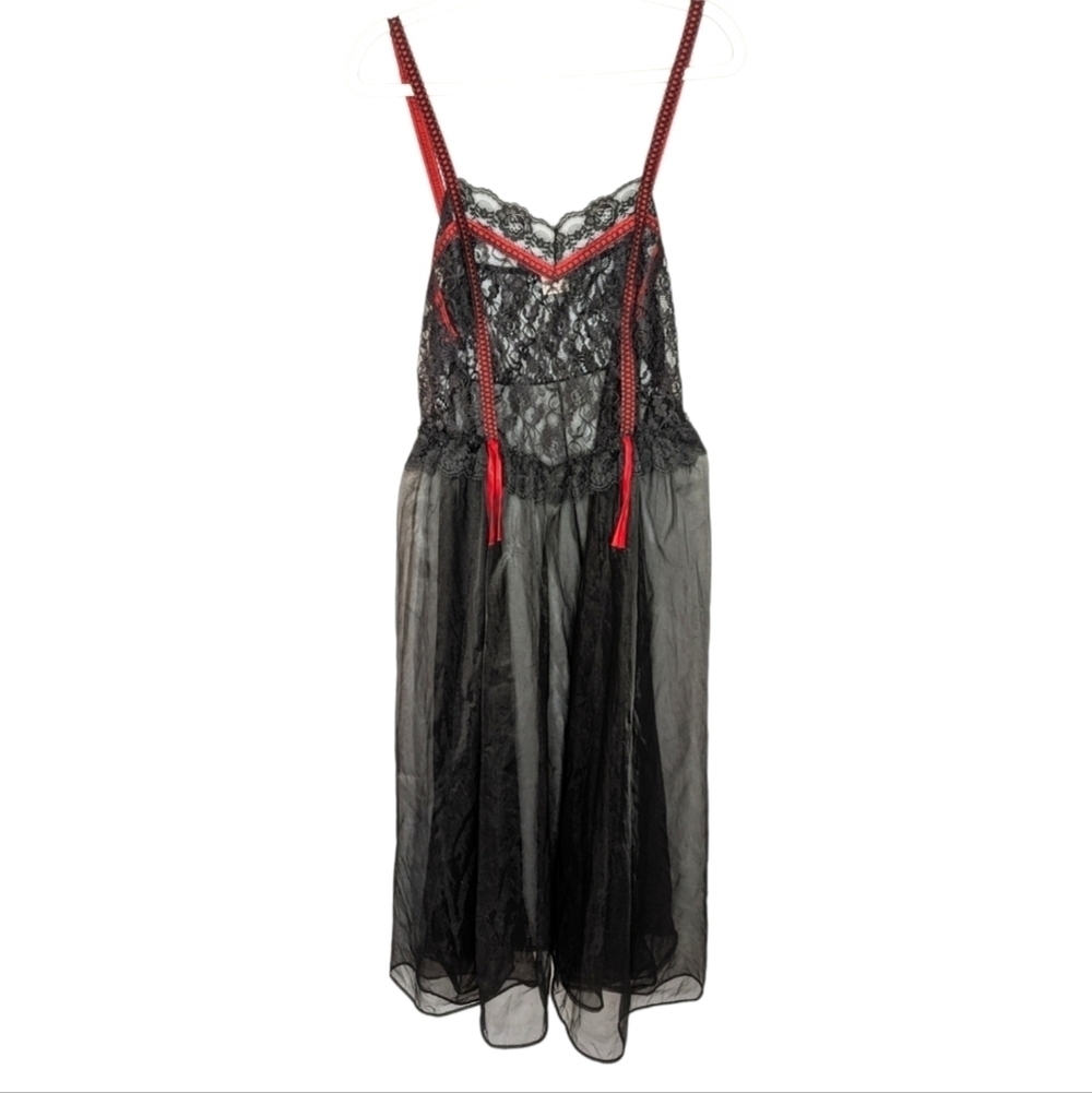 Vintage Jill Andrea of New York Lace Gothic maxi sleep nightgown dress XL